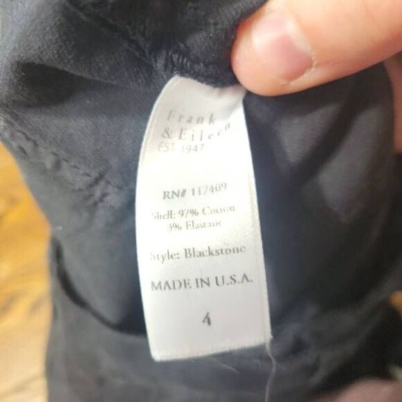 NWOT Frank & EileenBlackstone washed black Stretch Cotton Pants sz 4 - Picture 4 of 5